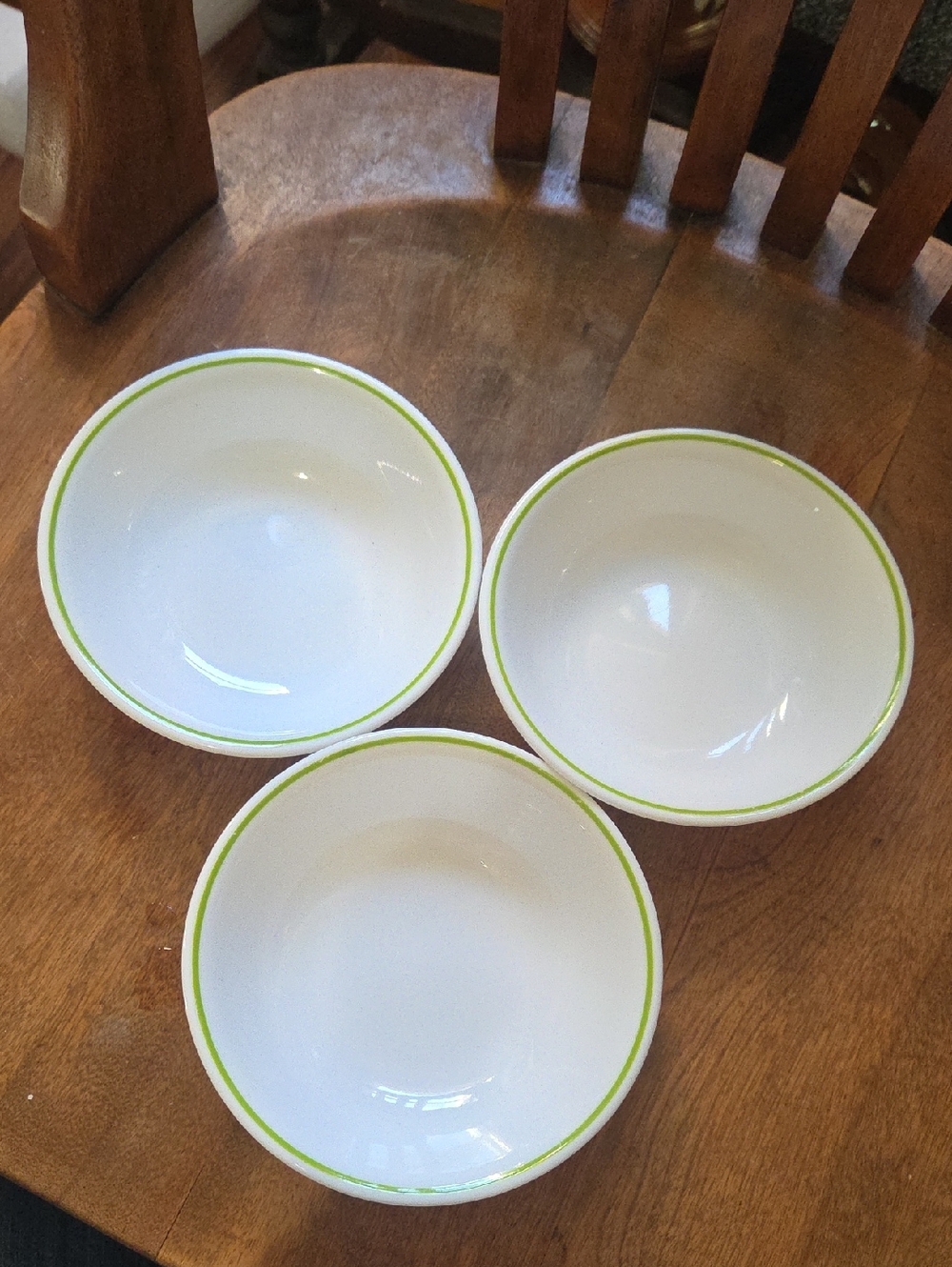 Vtg Corelle Spring Meadow Green Stripe Fruit Bowl Set Of 3